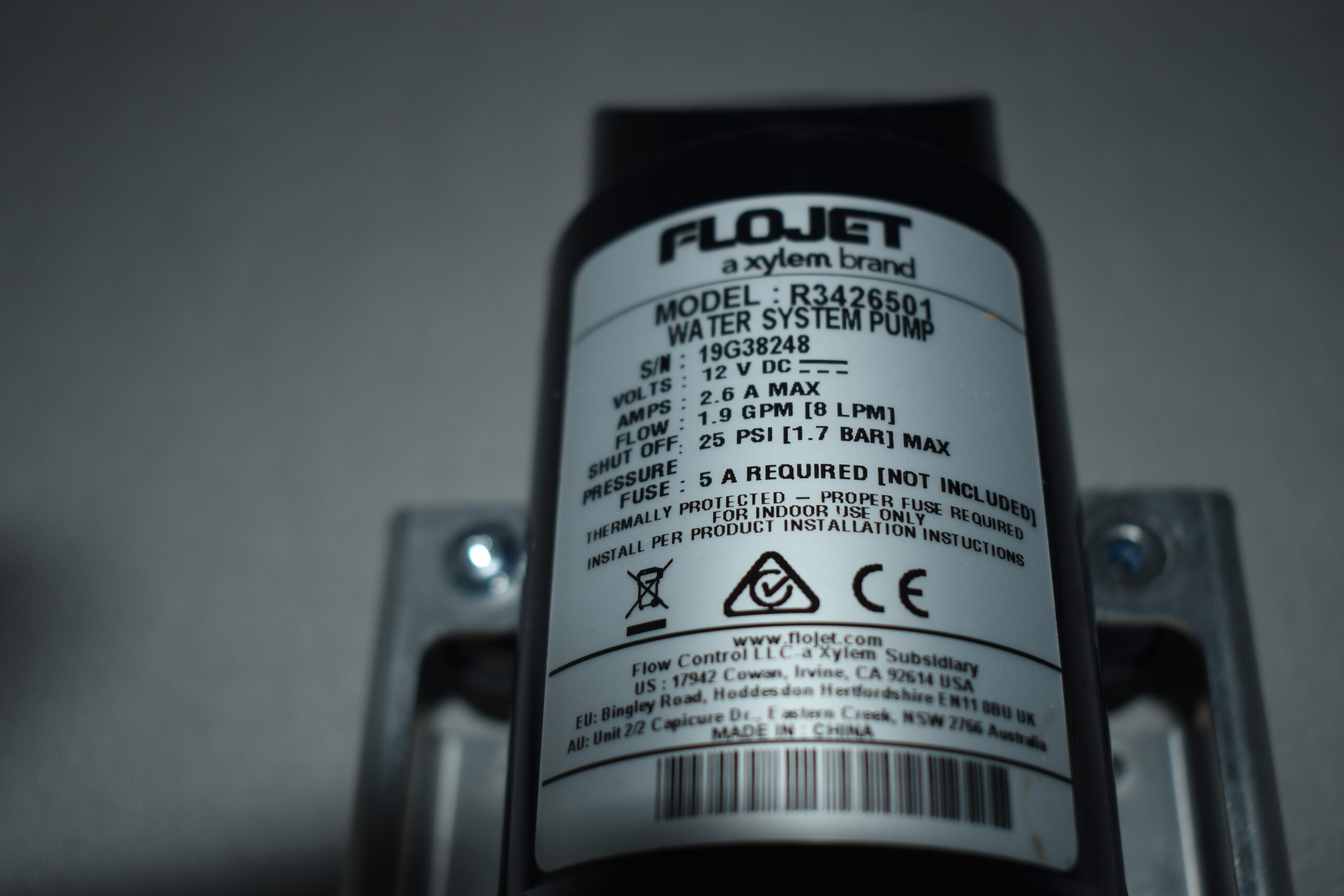 Flojet Wasserpumpe mit Adapter Model: R3426501