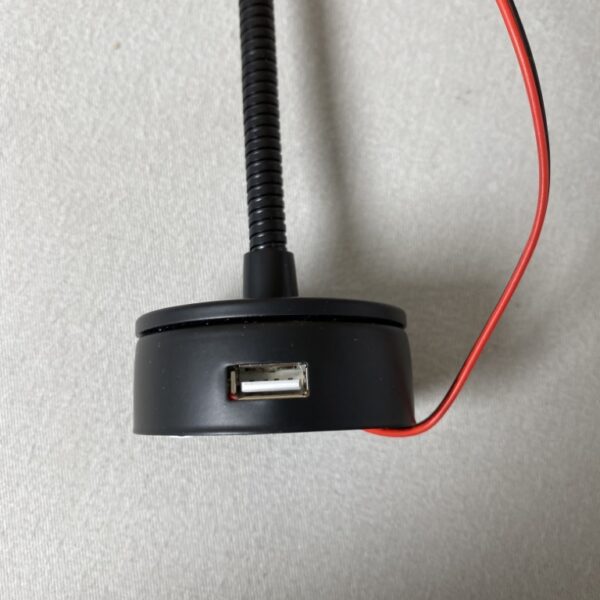 Schwanenhalslampe / Leselampe LED mit USB-Anschluss 28cm Black 12 V