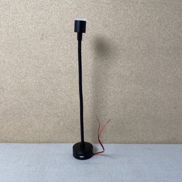 Schwanenhalslampe / Leselampe LED mit USB-Anschluss 28cm Black 12 V