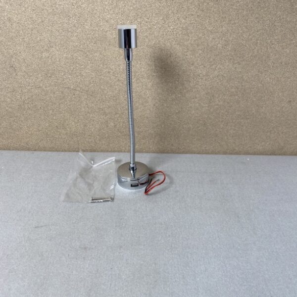 Schwanenhalslampe / Leselampe LED mit USB-Anschluss 18cm Chrome 12 V