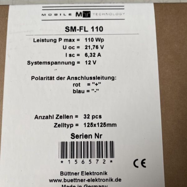 Büttner SM-FL 110 Solarplatte, 110 Watt