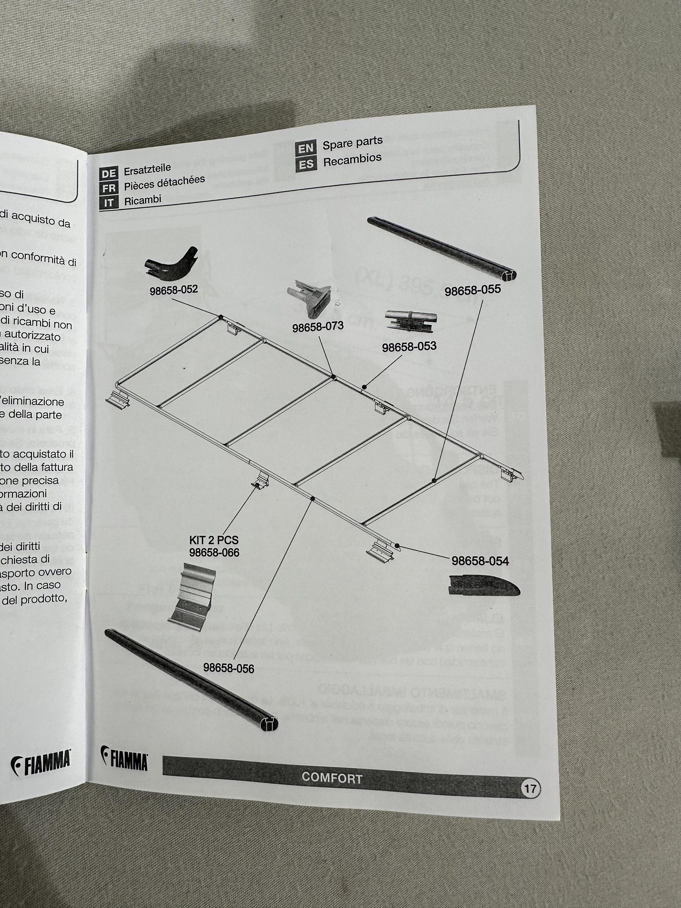 Fiamma Roof Rail Dachreling, Fiat Ducato, Art.Nr: 05808-01