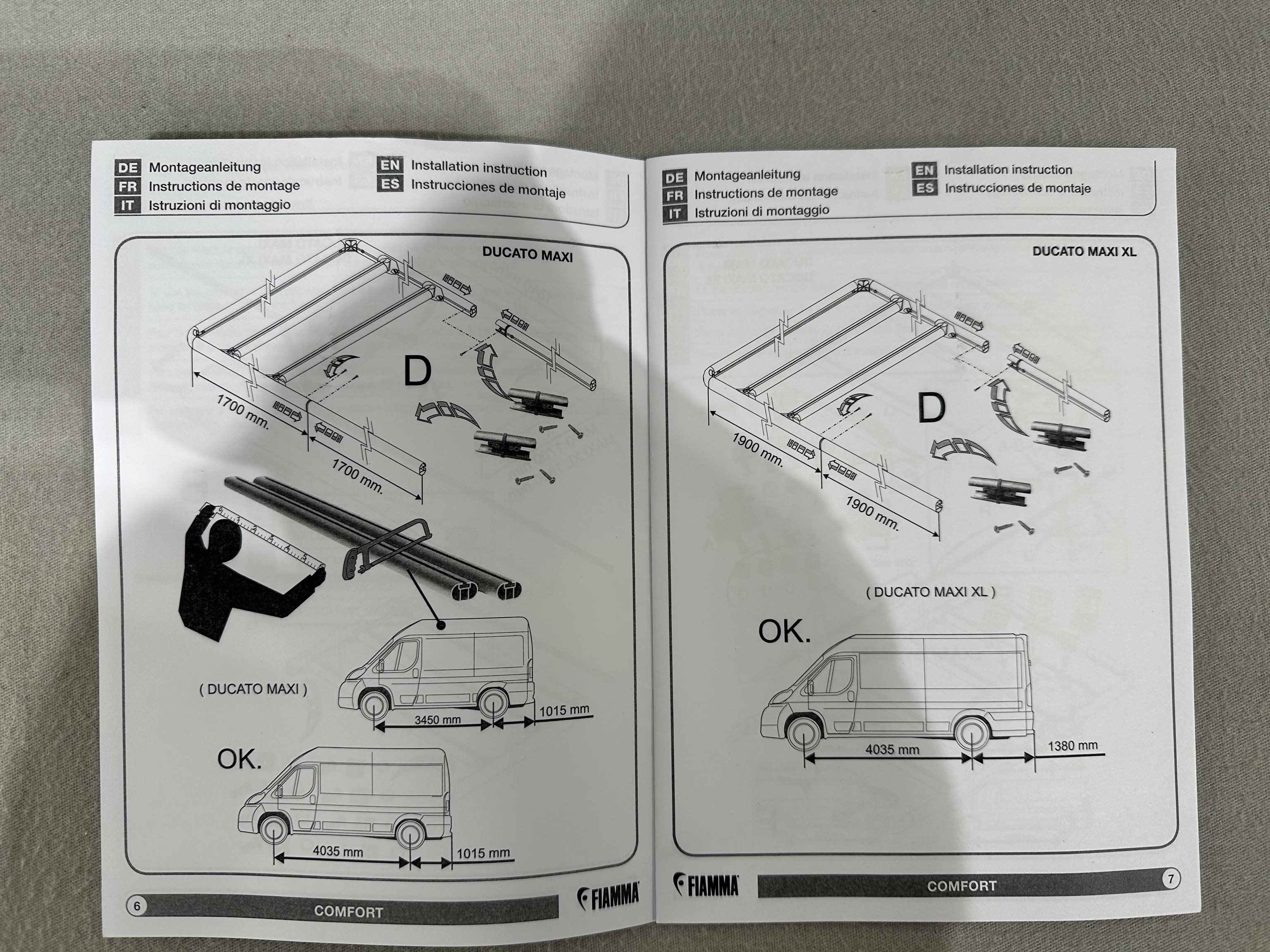 Fiamma Roof Rail Dachreling, Fiat Ducato, Art.Nr: 05808-01