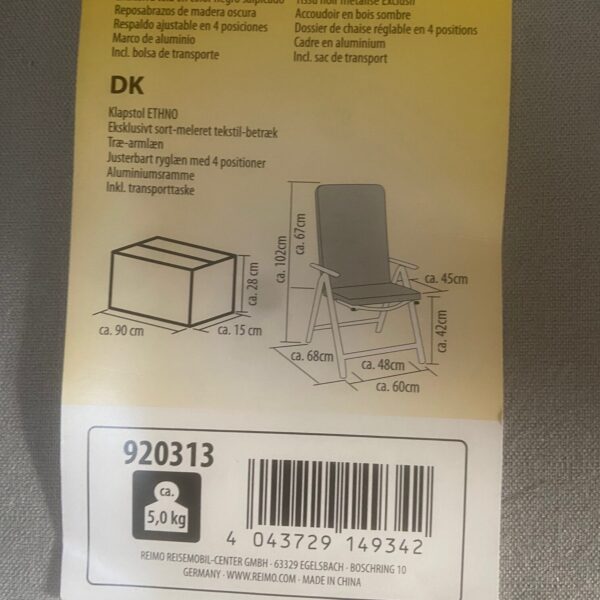 Campingstuhl Ethno, Camp 4, 102 x 60 x 68 cm , inkl. Tasche