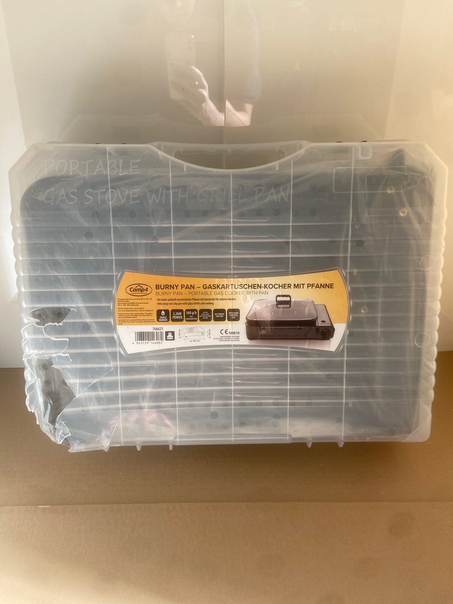 Gaskartuschen- Kocher mit Pfanne, Camp 4, 35 x 460 x 168 mm