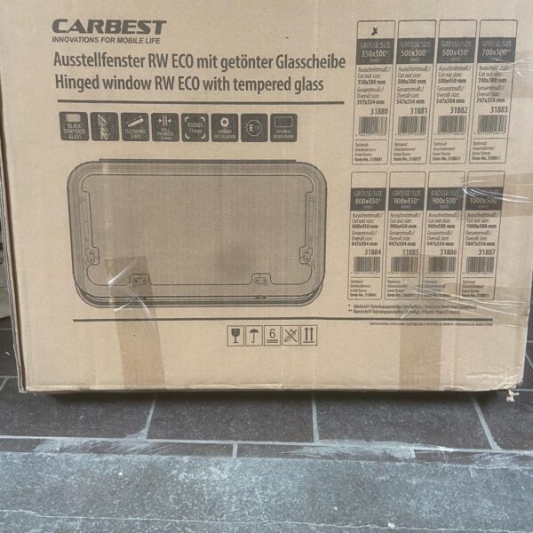 Ausstellfenster RW Eco mit getönter Glasscheibe, 350 x 500 mm