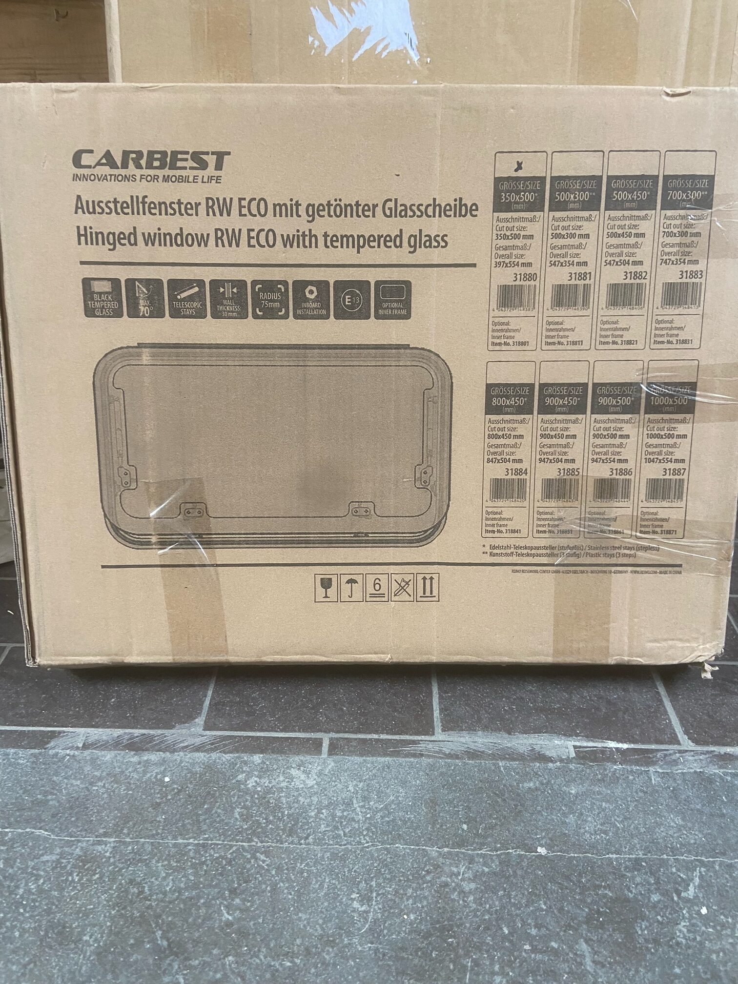 Ausstellfenster RW Eco mit getönter Glasscheibe, 350 x 500 mm