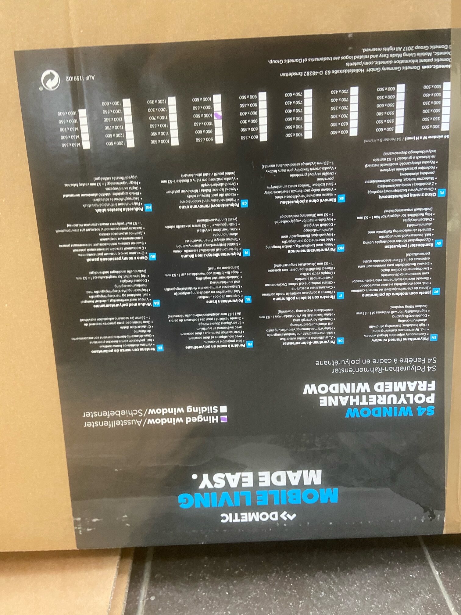 S4 Ausstellfenster für Wohnmobil, Dometic, 1000 x 500 mm