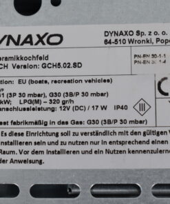 Dynaxo Gas- und Keramikkochfeld, Typ GCH, G31, G30, ca.80x380x545mm