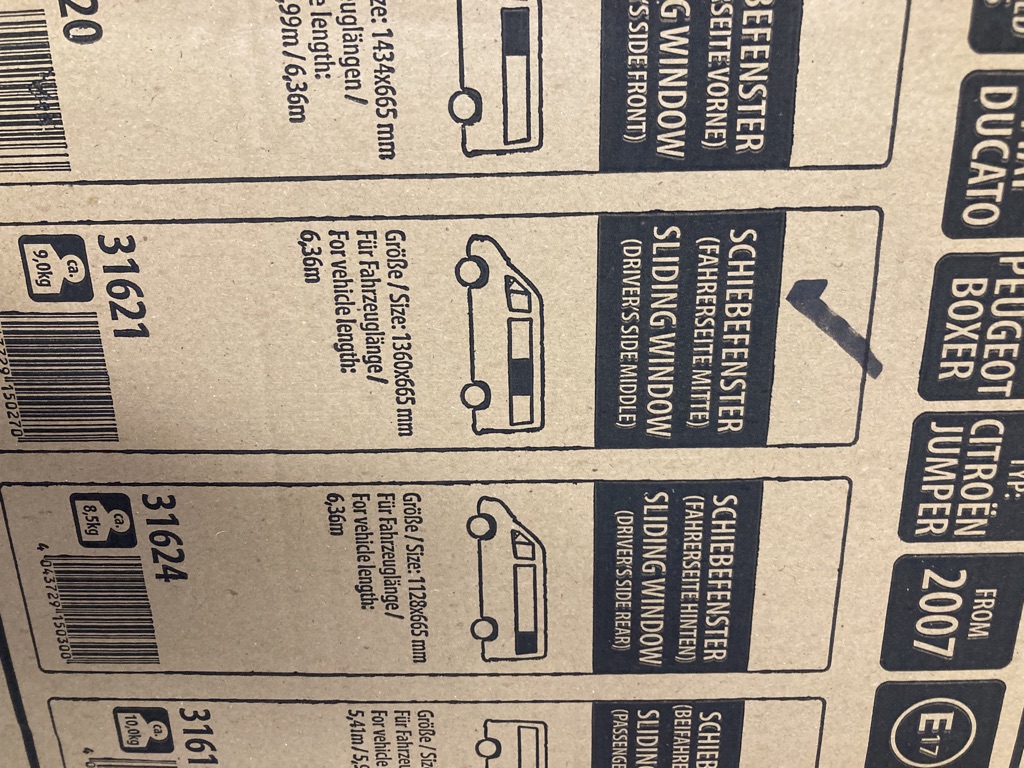 Carbest Getöntes Glasfenster für Fiat Ducato/Peugeot Boxer/ Citröen Jumper 1360x655mm Art-Nr.: 31621