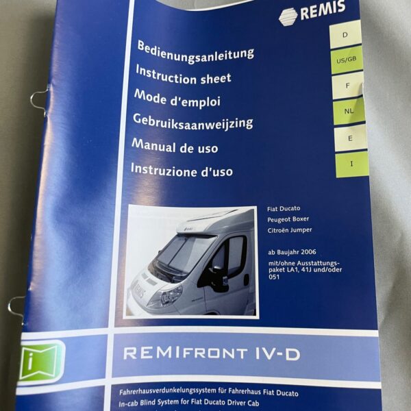 Verdunklungslösung für Fahrerkabine links, Typ 2014 X290, Fiat Ducato, Peugeot, Boxer, Citroen Jumper , Remifront