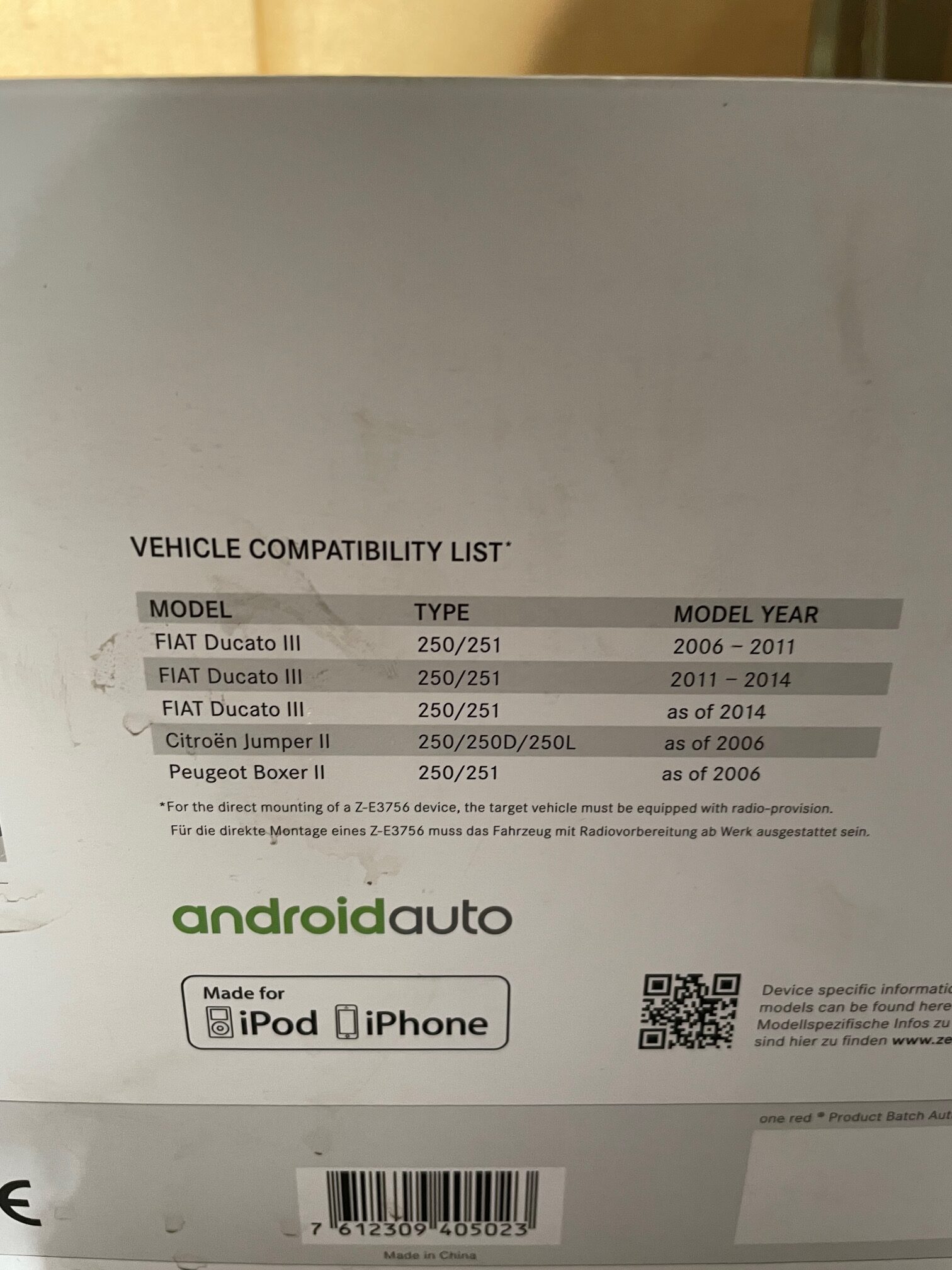 Fiat Ducato E>GO Navigator inkl. Navi Karte und SD Karte , Zenec