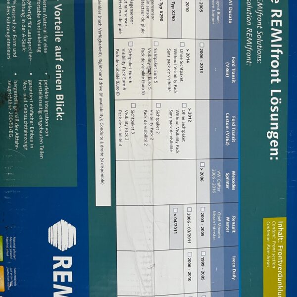 Remis Remifront Verdunklungslösung Fahrerkabine Fiat Ducato >2014 Typ X290