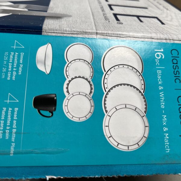 Corelle Classic Black & White Mix & Match Geschirrset 16-teilig