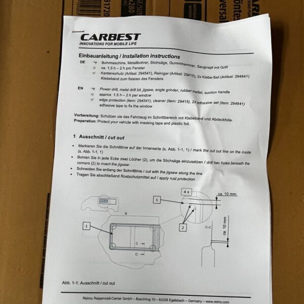 Carbest getöntes Universal-Glasschiebefenster 500x450