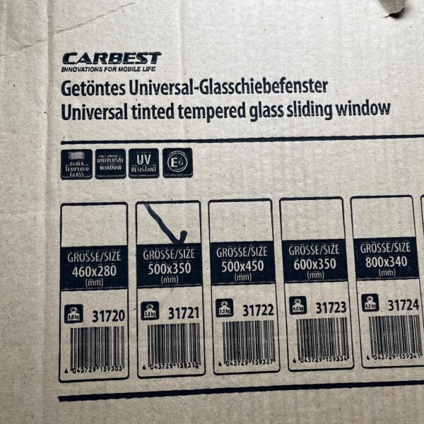 Carbest getöntes Universal-Glasschiebefenster 500x350