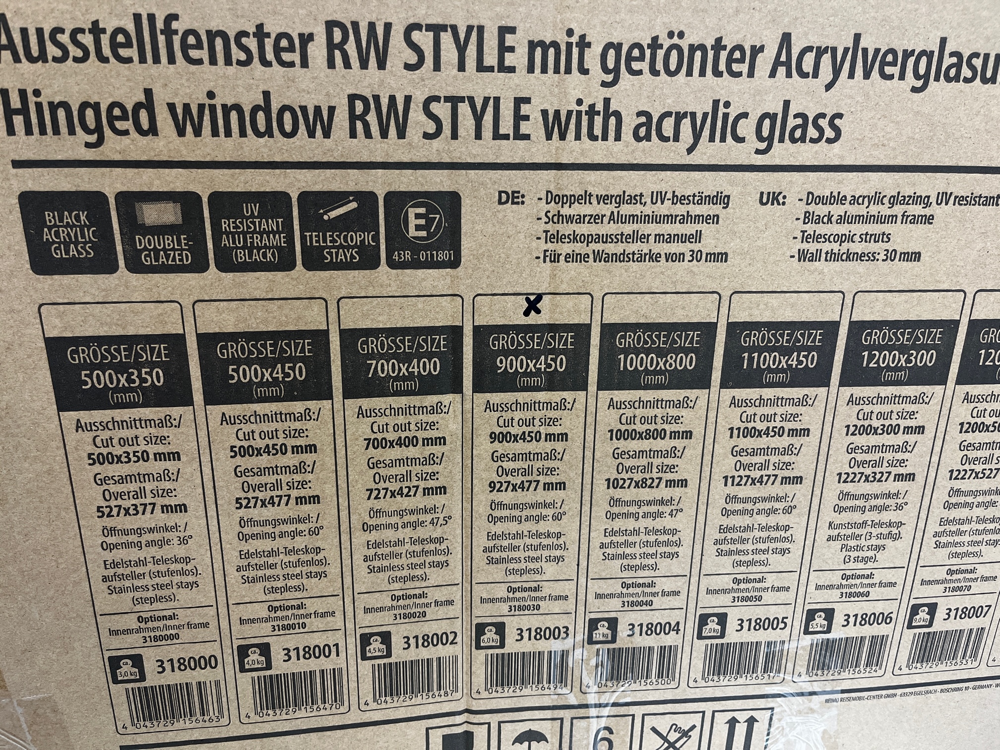 Carbest Ausstellfenster RW Style mit getönter Acrylverglasung 900x450 – Bild 5
