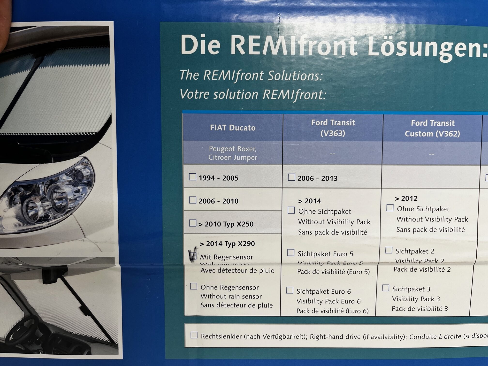 Remis Remifront Verdunklungslösung Fahrerkabine Fiat Ducato >2014 Typ X290