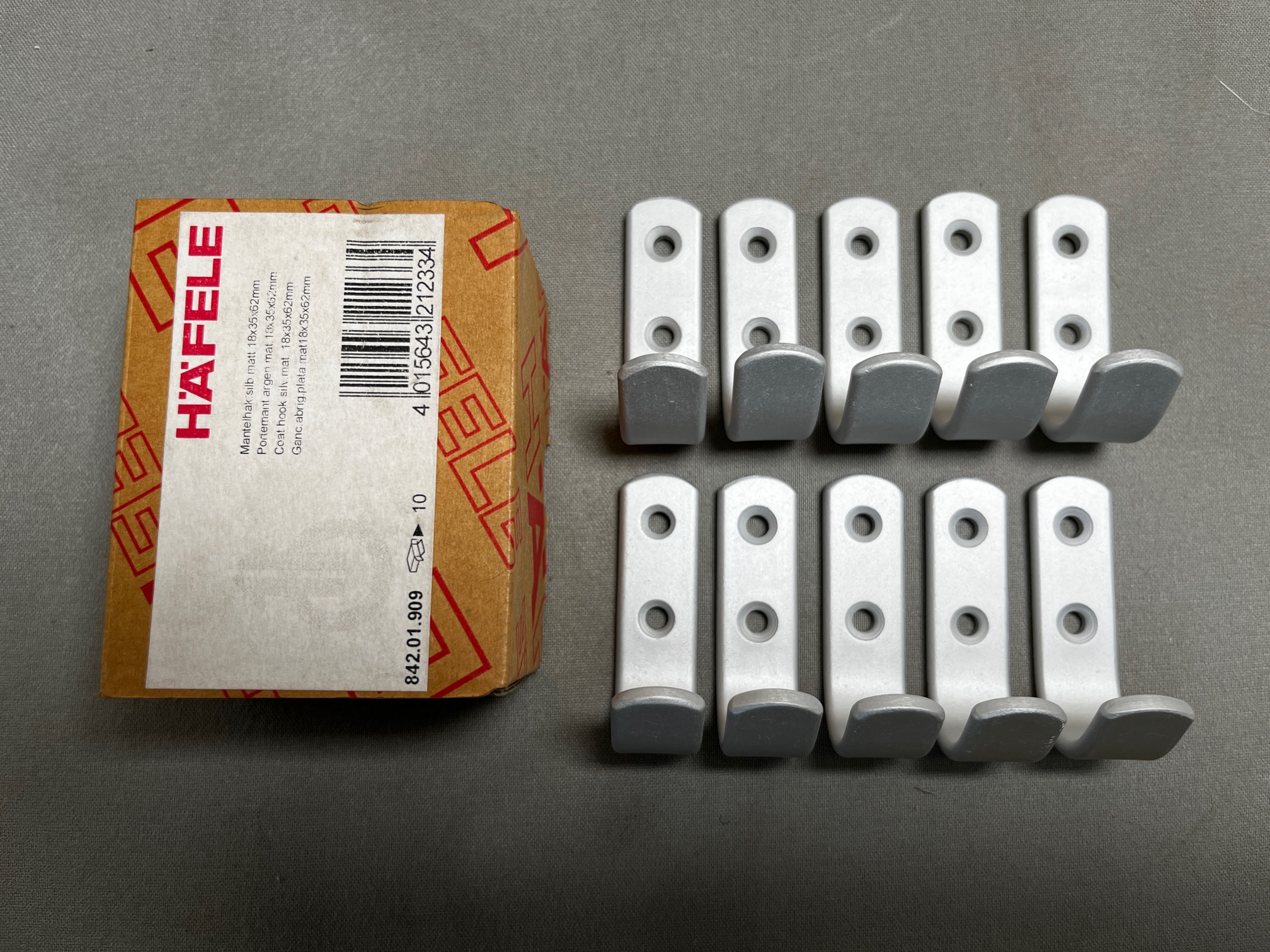 Häfele Mantelhaken silber matt 18x35x62mm 10 Stk. – Bild 3
