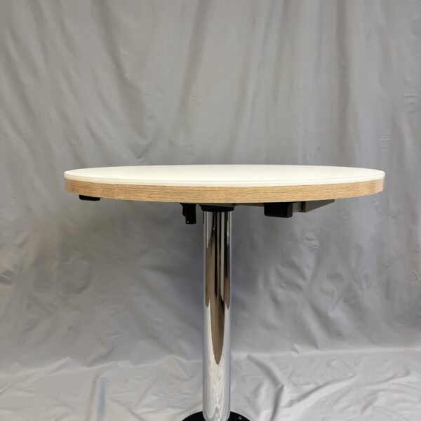 Wohnmobiltisch verstellbar 82cm Durchmesser mit weißer Tischplatte