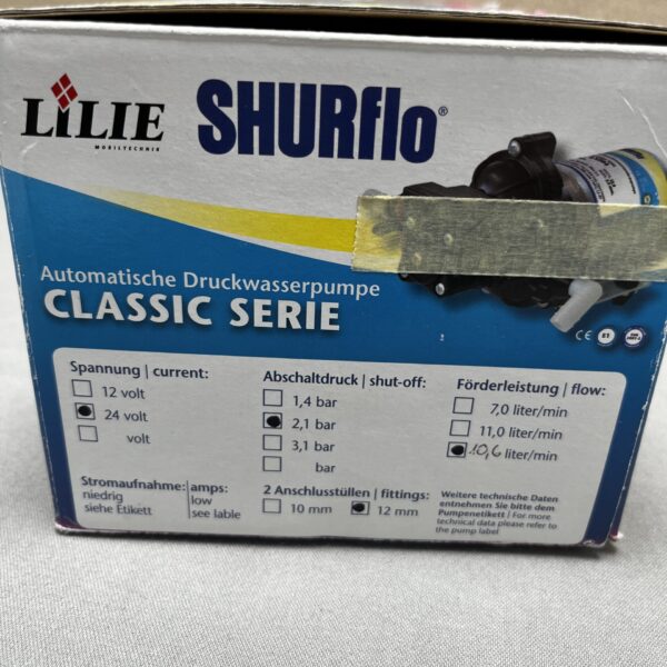 Lilie Shurflo Automatische Wasserdruckpumpe Classic Series 24 Volt 2,1 bar 10,6 l/min.