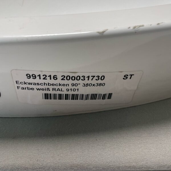Eckwaschbecken 90°, weiß, RAL 9101, 380 x 380mm