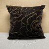 Niesmann & Bischoff Kissen Zierkissen Dunkelbraun Gold mit Rosendesign Samt 38x38cm