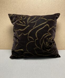 Niesmann & Bischoff Kissen Zierkissen Dunkelbraun Gold mit Rosendesign Samt 38x38cm