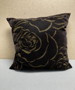 Niesmann & Bischoff Kissen Zierkissen Dunkelbraun Gold mit Rosendesign Samt 38x38cm