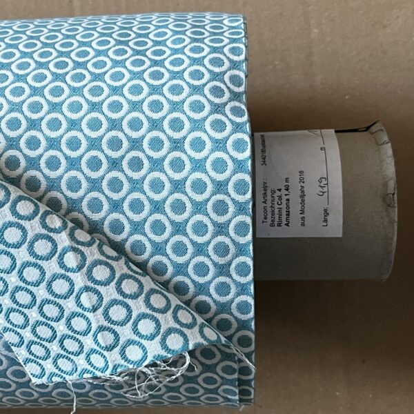 Tecon Rimini Col.4 Amazona Polsterstoff Möbelstoff  türkis weiß Breite 140cm 10 Meter