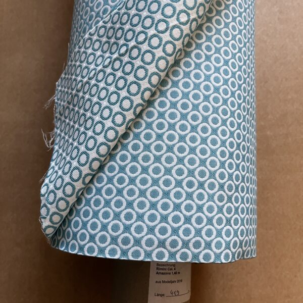 Tecon Rimini Col.4 Amazona Polsterstoff Möbelstoff türkis weiß Breite 140cm 10 Meter