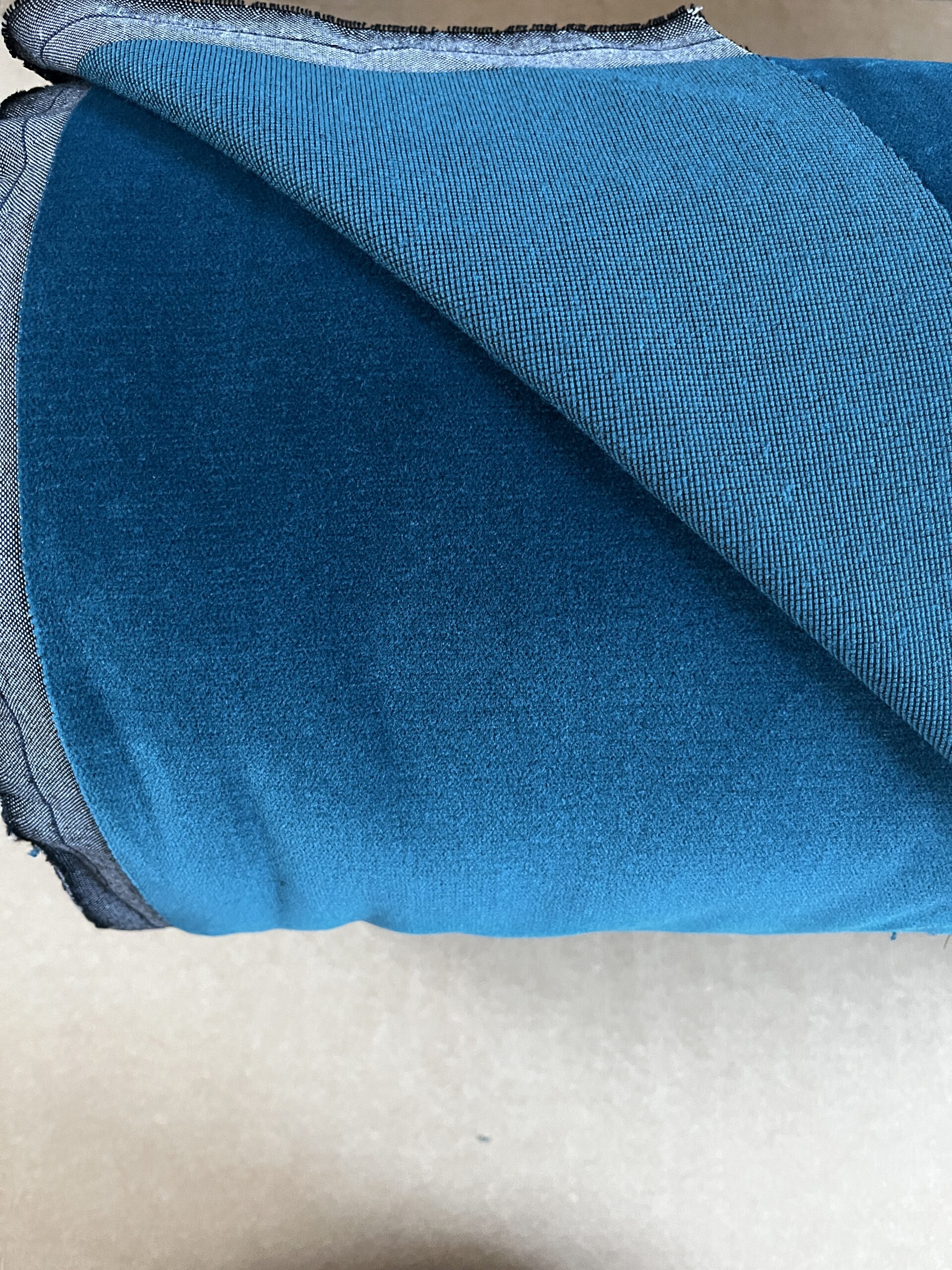 Rohleder Hitex Meterware Polsterstoff Möbelstoff petrol Samt Breite 140cm 10 Meter