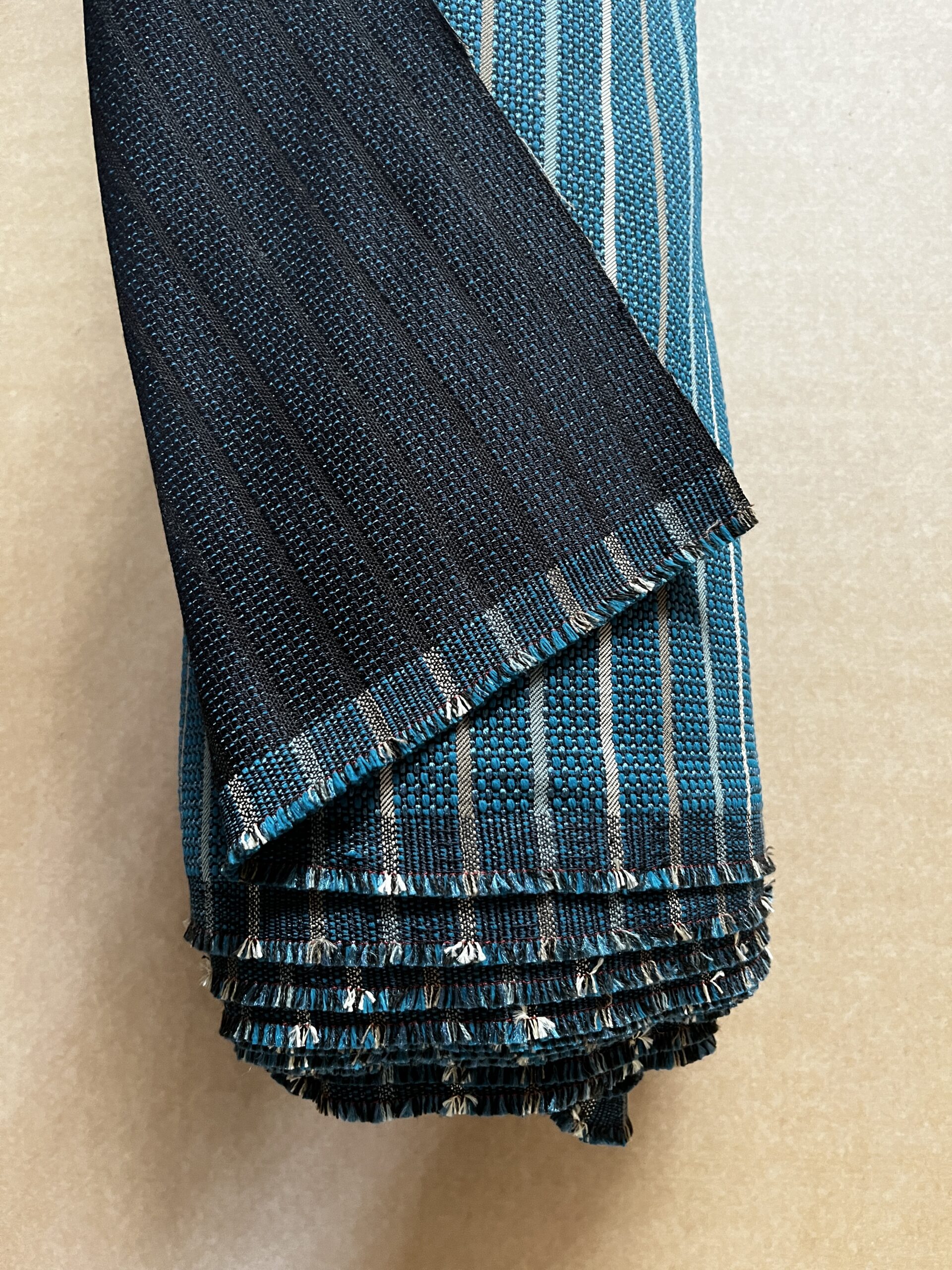 Rohleder Hitex Meterware Polsterstoff Möbelstoff petrol gestreift Breite 140cm 10 Meter