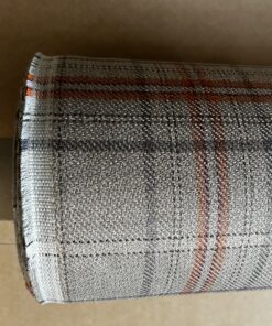 Meterware Kissenstoff Dekostoff kariert taupe orange Breite 140cm 10 Meter