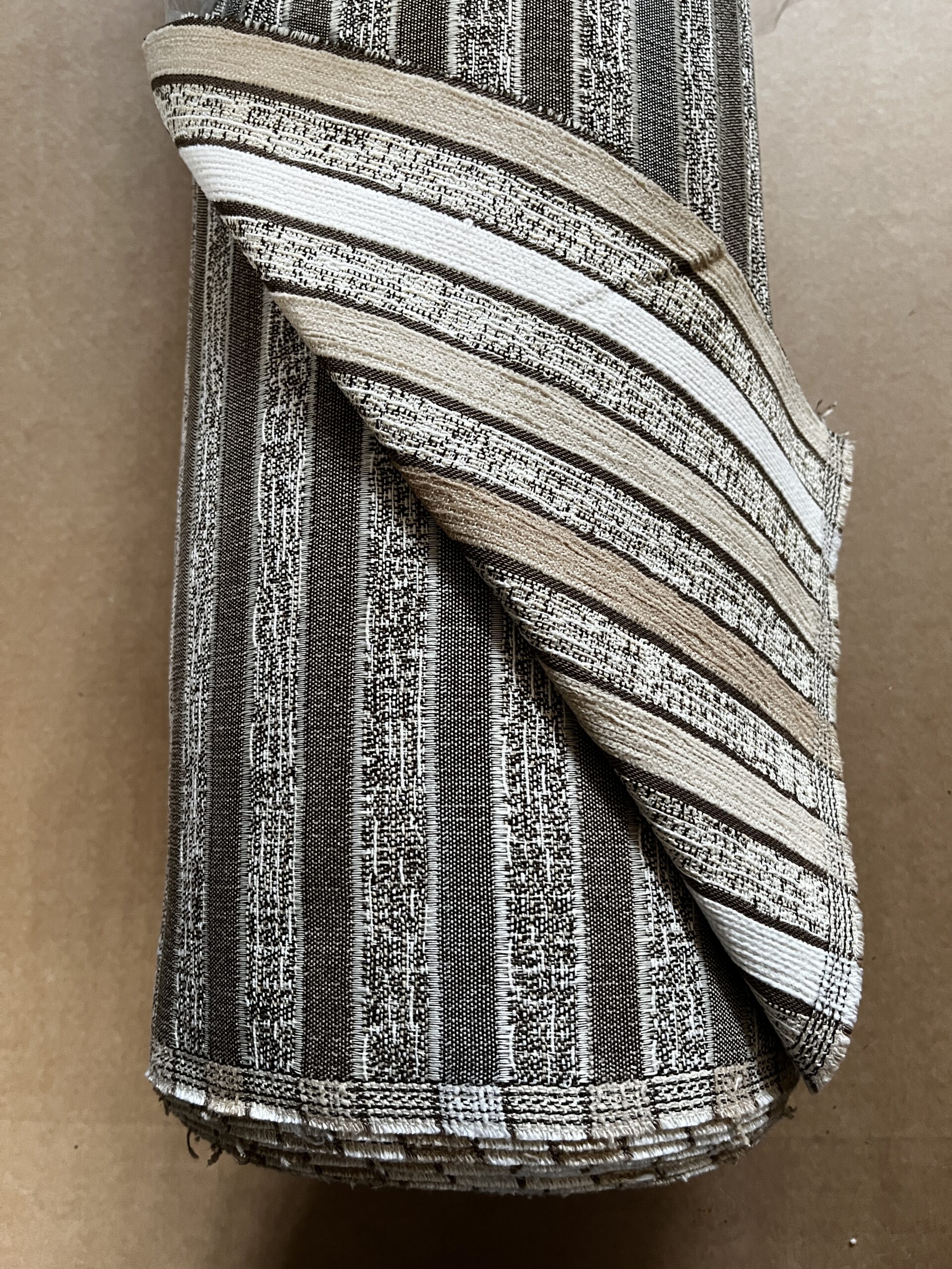 Meterware Polsterstoff Dekostoff gestreift taupe creme Breite 140cm 10 Meter