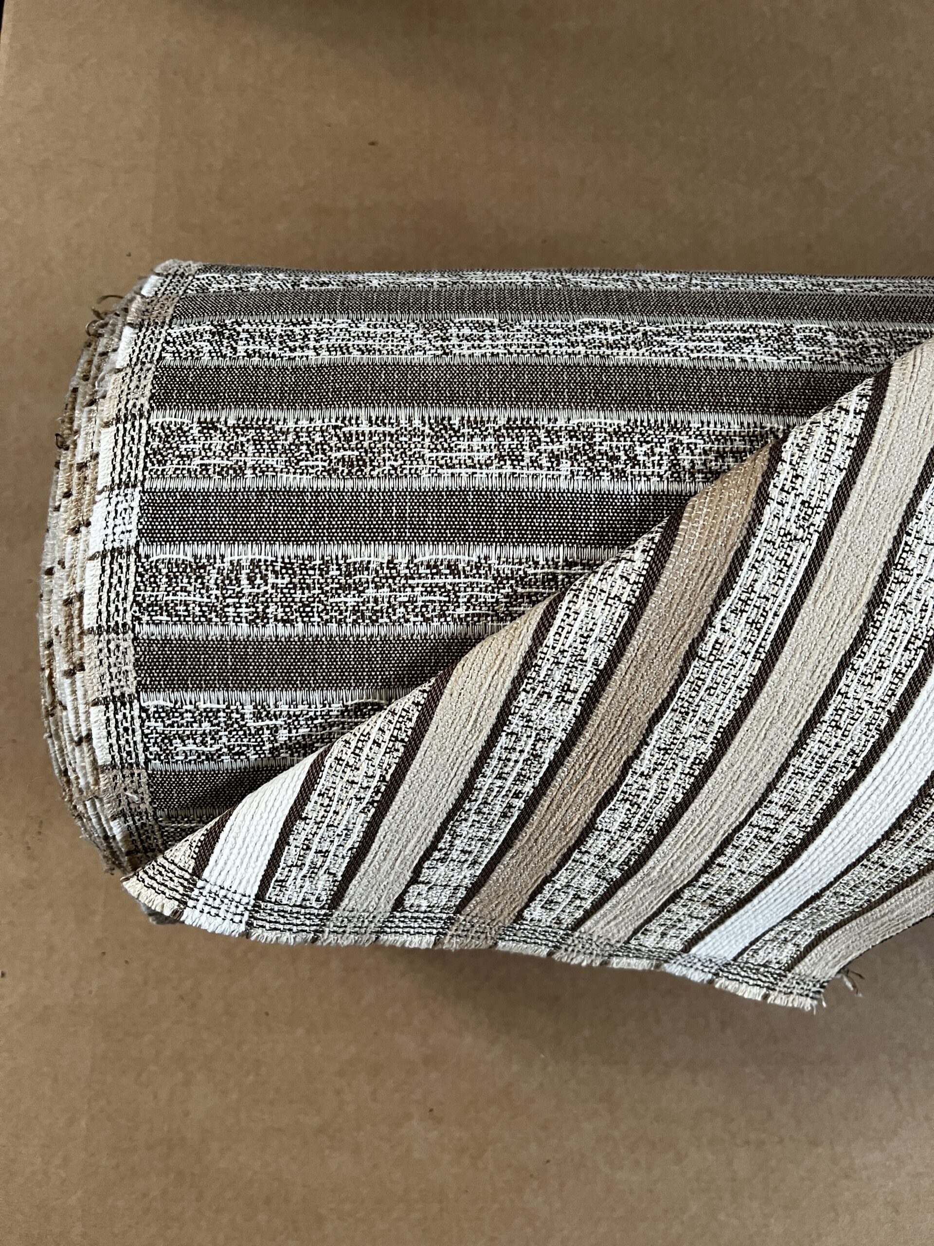 Meterware Polsterstoff Dekostoff gestreift taupe creme Breite 140cm 10 Meter