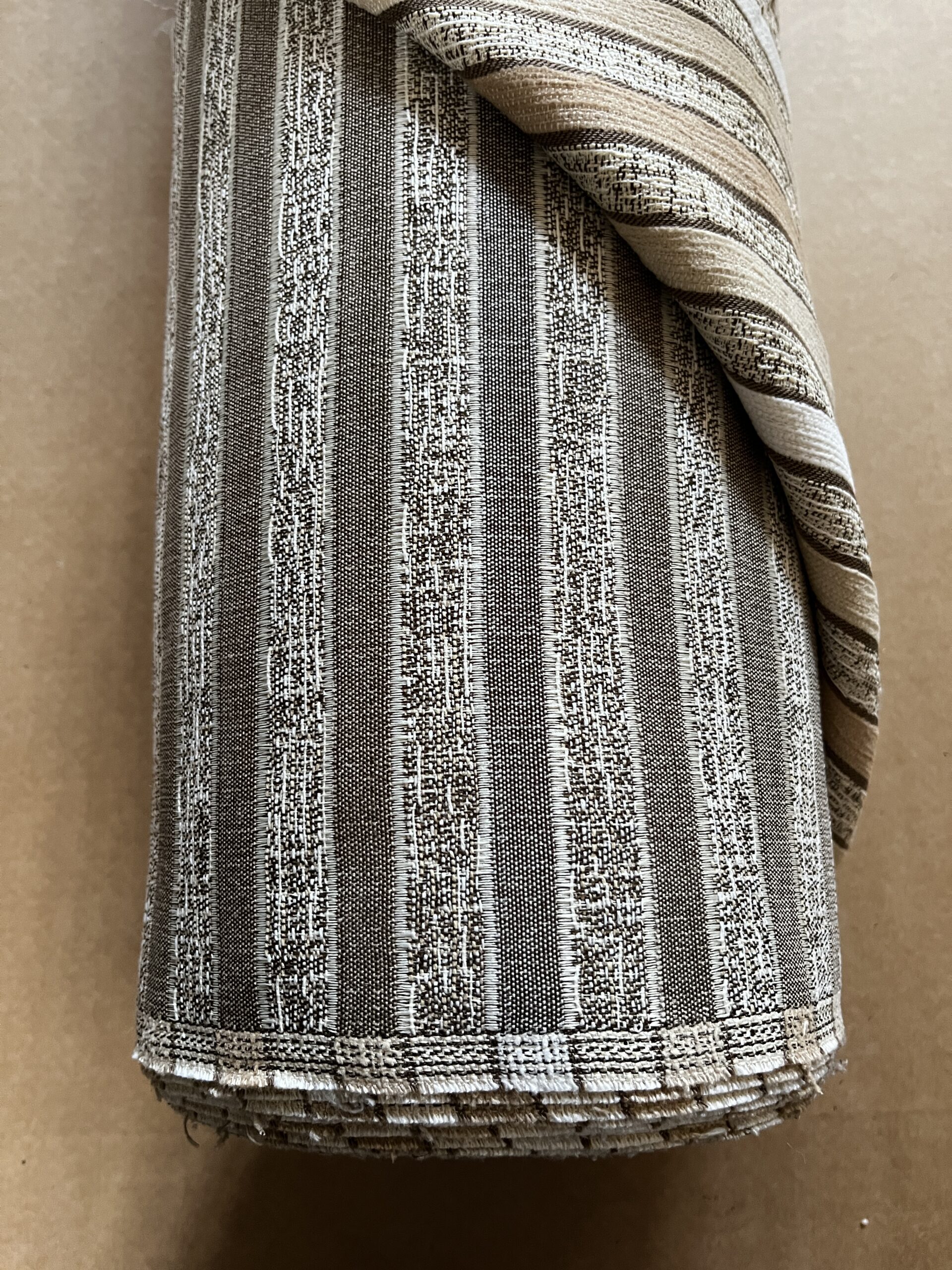 Meterware Polsterstoff Dekostoff gestreift taupe creme Breite 140cm 10 Meter