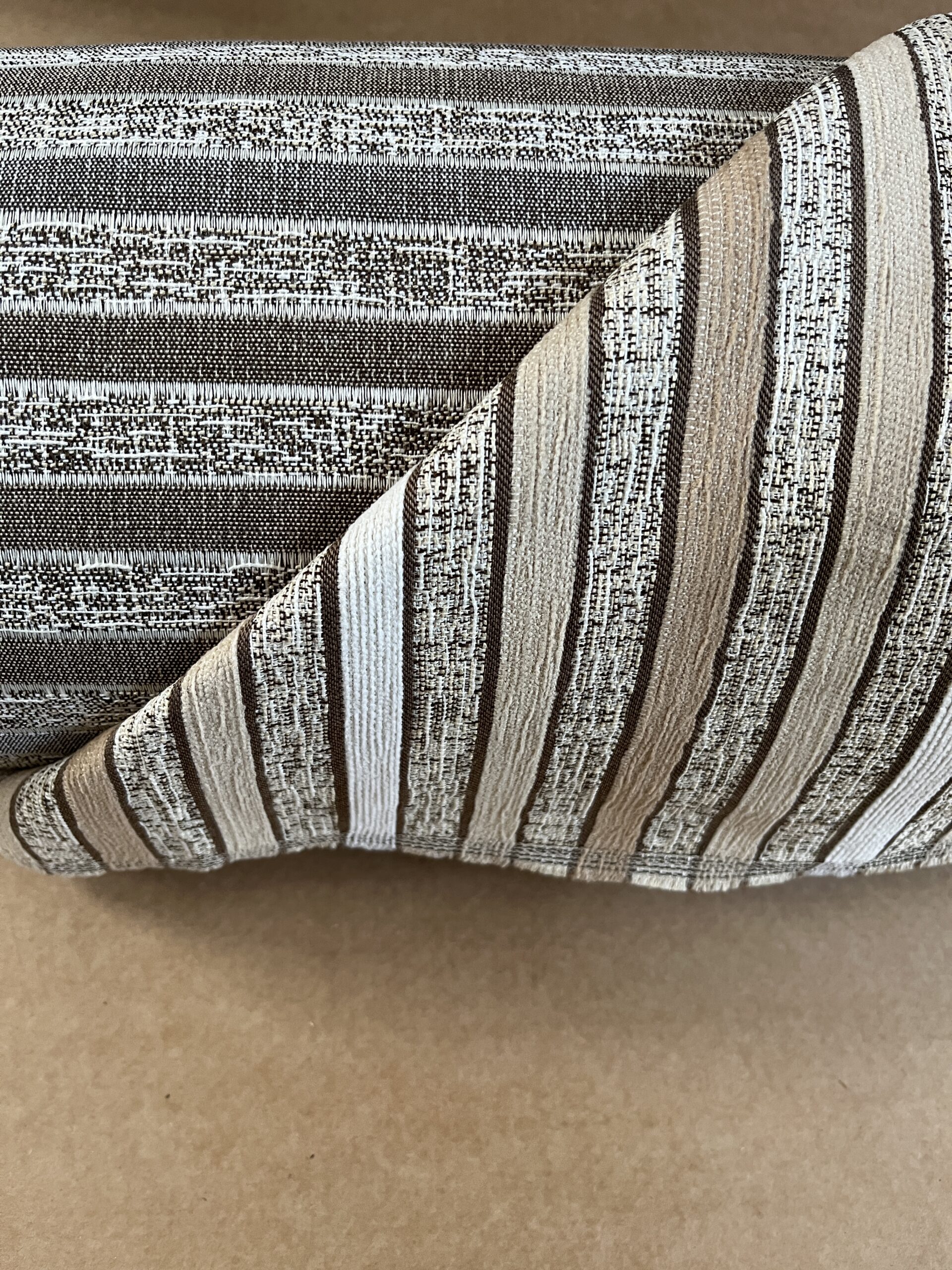 Meterware Polsterstoff Dekostoff gestreift taupe creme Breite 140cm 10 Meter