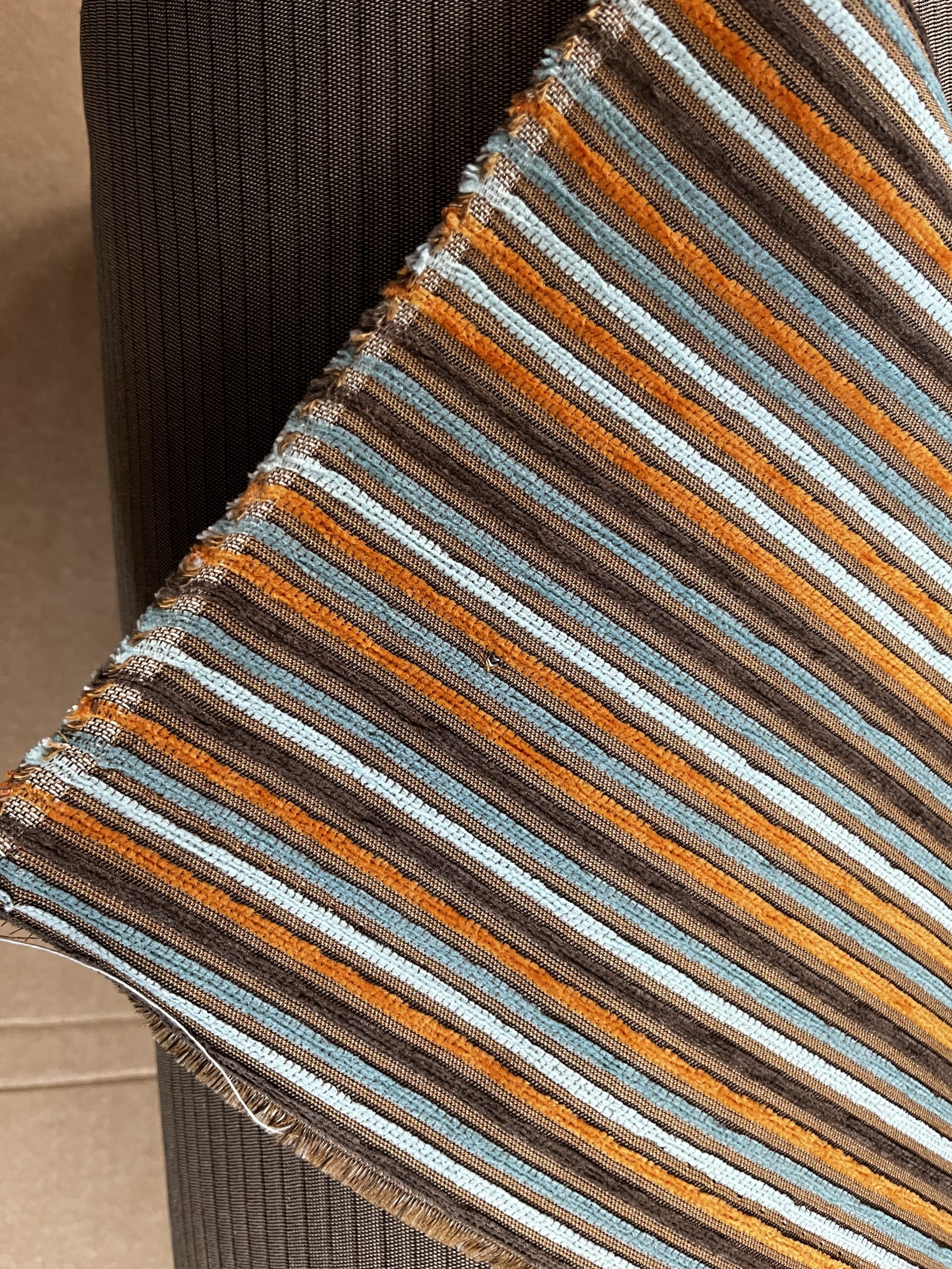 Tecon Meterware Polsterstoff Beach gestreift orange blau Breite 140cm 10 Meter