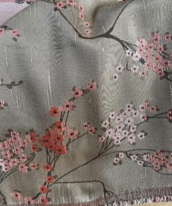 Meterware Kissenstoff Olbia Taupe Sakura rosa Breite 140cm 10 Meter