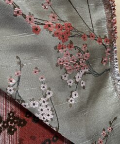 Meterware Kissenstoff Olbia Taupe Sakura rosa Breite 140cm 10 Meter