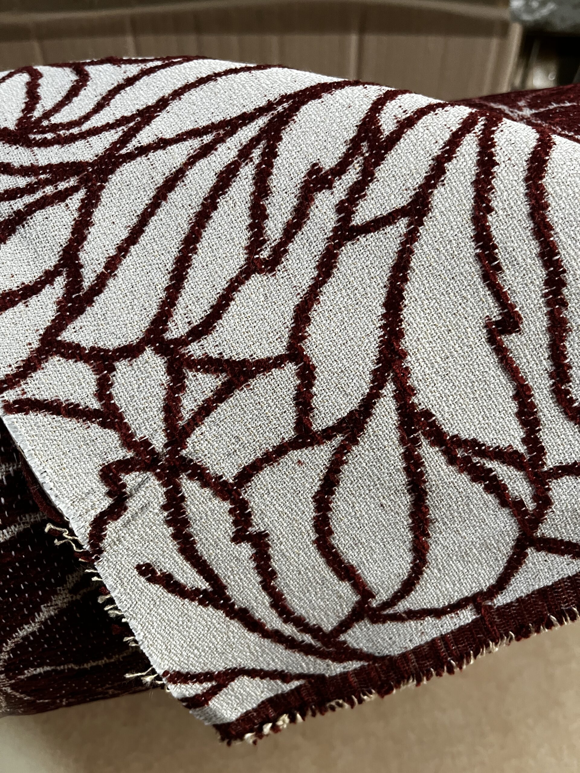 Meterware Tecon Breite Creme Weinrot 140cm 10 Meter