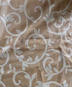 10 Meter Gardinenstoff Meterware gold/beige Blumenranke Wohnmobil Camper
