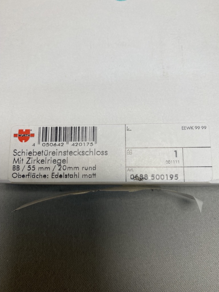 Würth Schiebetüreinsteckschloss mit Zirkelriegel Edelstahl matt – Bild 3