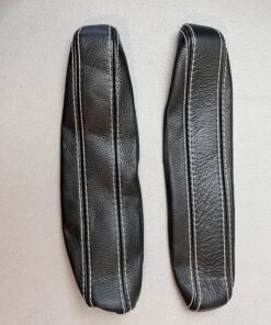 Armlehnenbezug Leder Schwarz mit weißen Nähten