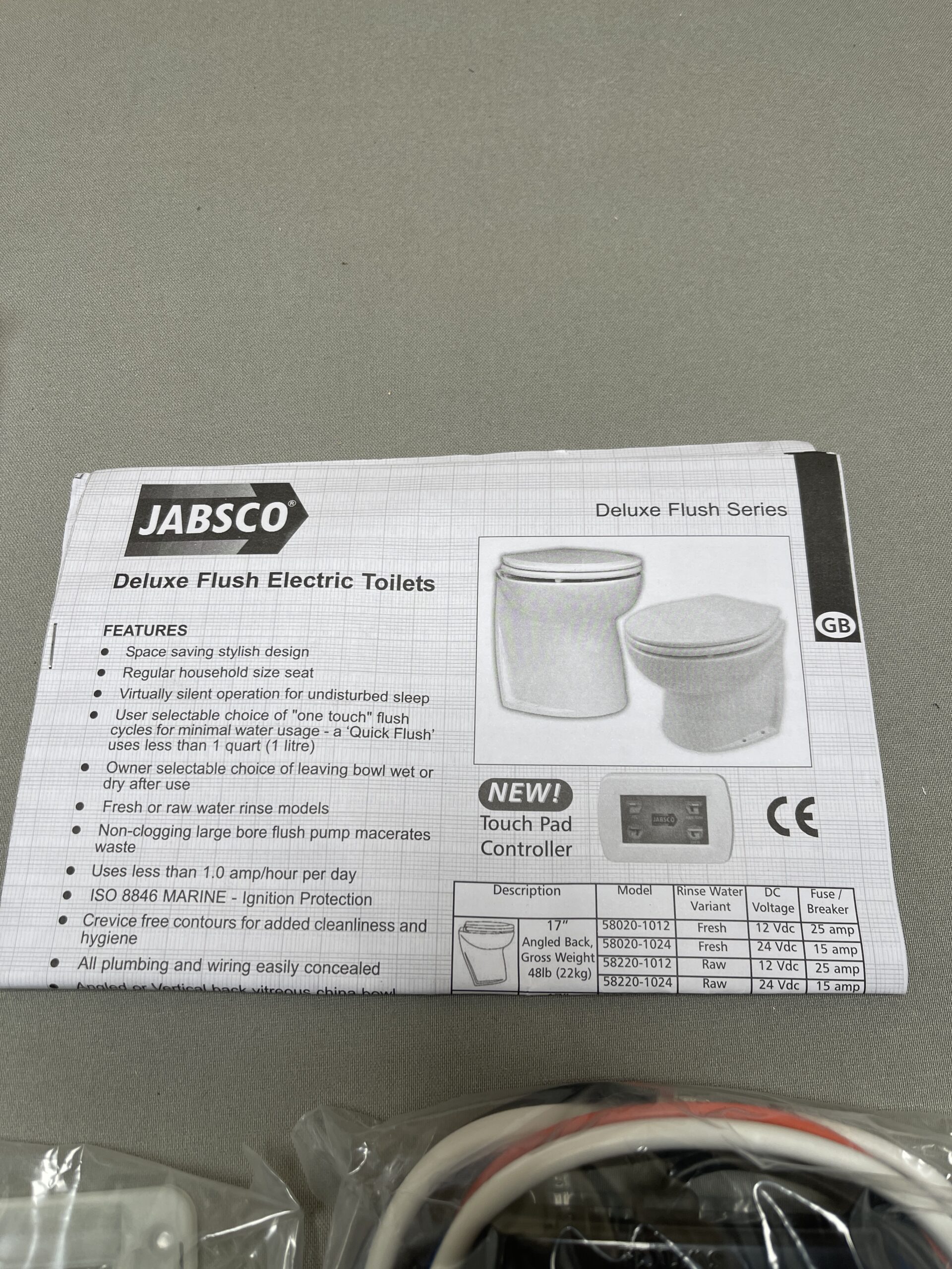 Jabsco Deluxe Flush Electric Toilets Touch Pad Controller 58020