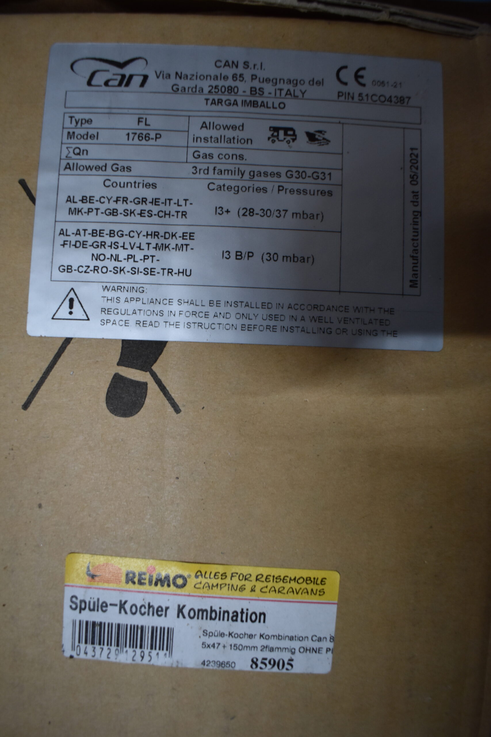 Can Gas Einbaukochfeld mit Spüle FL 1766-P