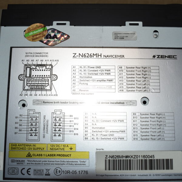 Zenec Z-N 626 Navigationsgerät