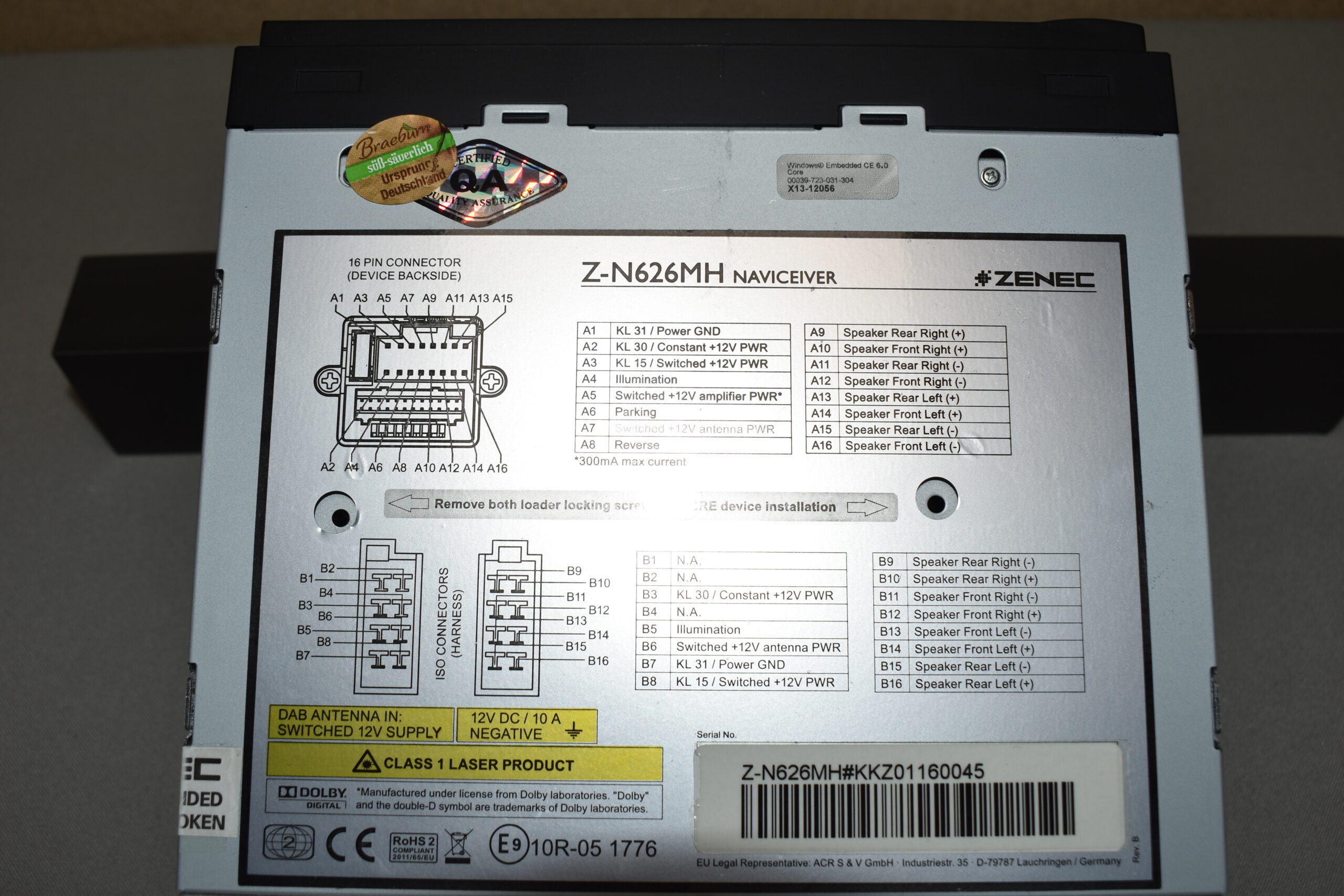 Zenec Z-N 626 Navigationsgerät
