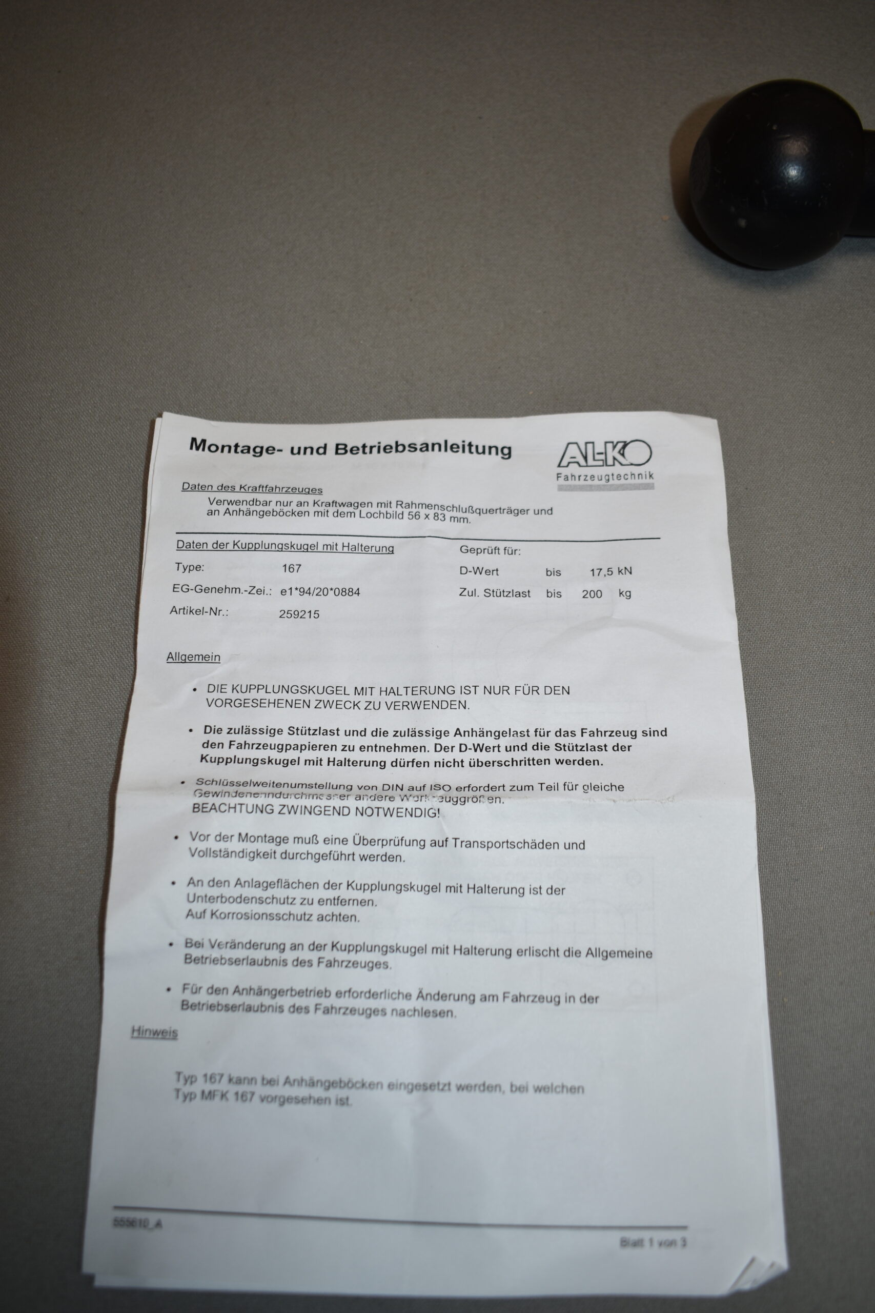 Alko Anhängerkupplung (Endstück)